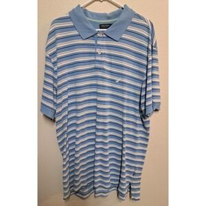 Nautica Polo Shirt Men 2XLT Blue Striped Short Sleeve Big & Tall Casual